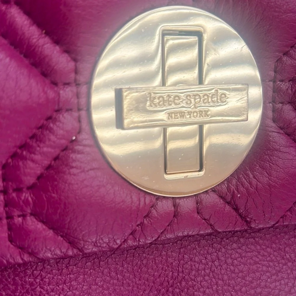 Kate Spade Astor burgundy Court Naomi Quilted leather shoulder bag - Picture 3 of 6